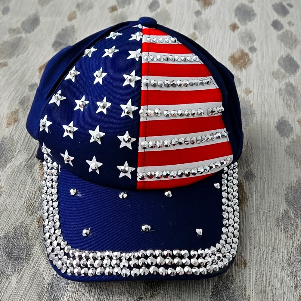 Bling Patriot hats Red White Blue studded stars